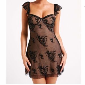 Verona Embroidered Mesh Mini Dress